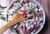 Refreshing Cucumber Tomato Salad with Creamy Dill Yogurt