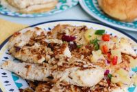 Crispy Macadamia Coconut Chicken with Tropical Pineapple Salsa