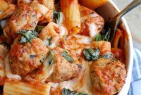 Hearty Chicken Meatball Rigatoni Casserole
