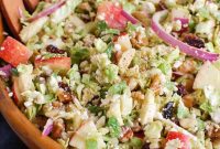 Shaved Brussels Sprout and Apple Salad with Creamy Goat Cheese