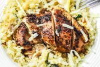 Golden Baked Chicken Thighs with Creamy Risotto