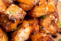 Sticky Teriyaki Air Fryer Salmon Bites
