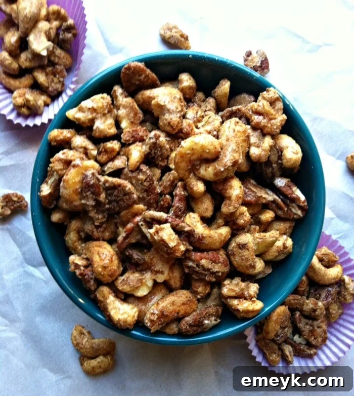 Sweet and Spicy Nut Mix - close up of seasoned nuts