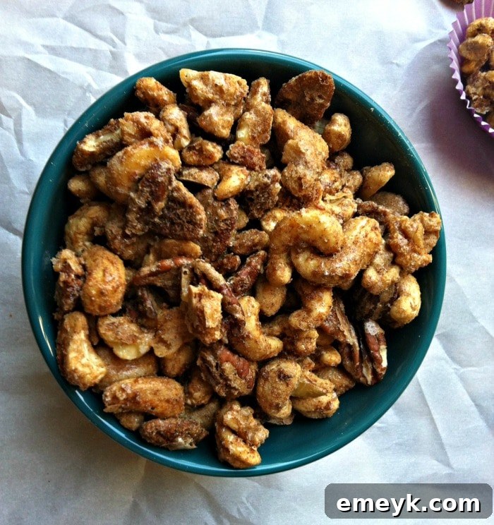 Sweet and Spicy Nut Mix - close up on baking sheet