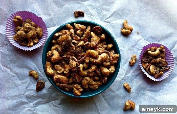 Sweet and Spicy Nut Mix in a small jar, ready for gifting