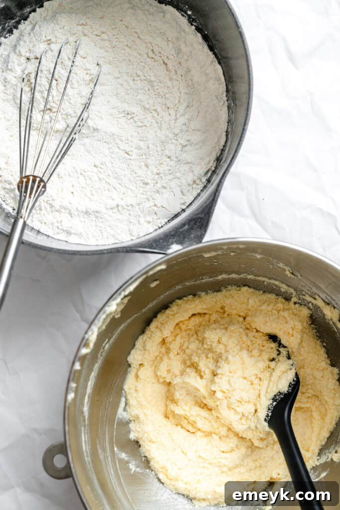 Easy Snickerdoodle Recipe showing the wet and dry ingredients combined to form the cookie dough.