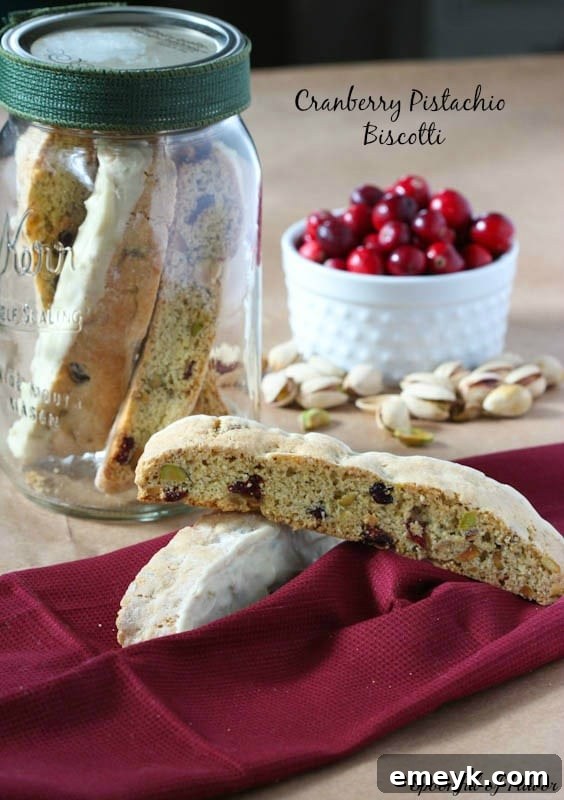 Cranberry Pistachio Biscotti - crunchy holiday cookies