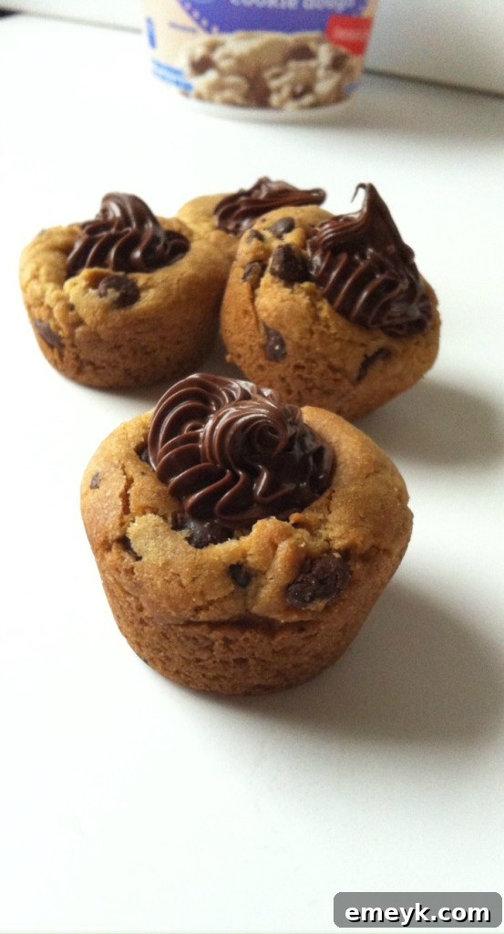 Close-up of Gluten-Free Nutella Chocolate Chip Cookie Cups ready to serve