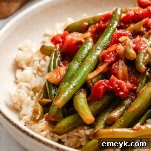 Lebanese Green Bean dish presented beautifully