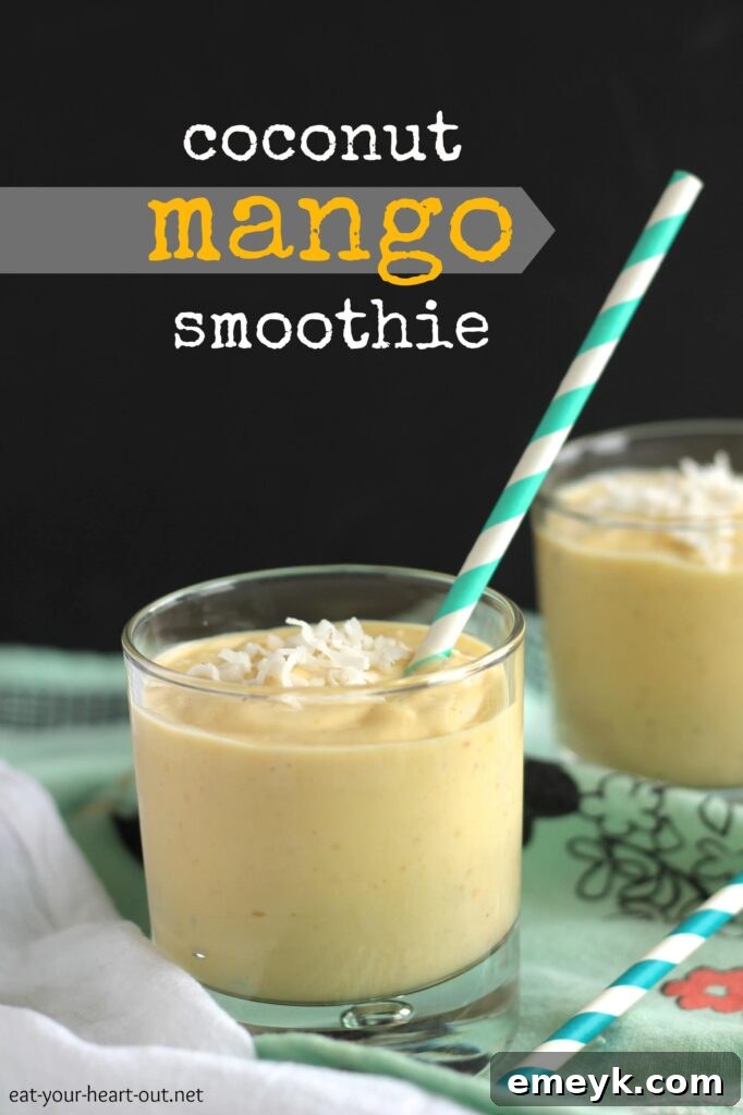 Mango Coconut Paradise 2 Coconut Mango Smoothie - A refreshing blend of tropical fruits, perfect for a healthy breakfast or snack.