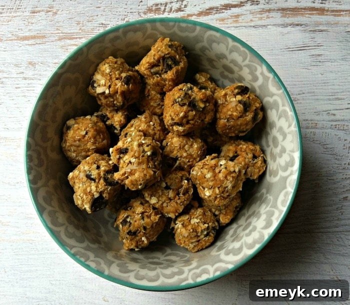 A cluster of golden Peanut Butter Coconut Oatmeal Bites artfully arranged in a small white bowl, ready for serving.