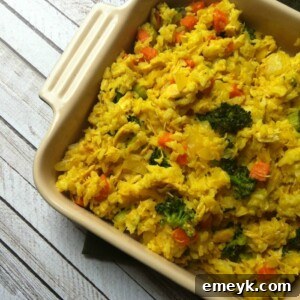 Curried Chicken and Rice Casserole in a serving dish