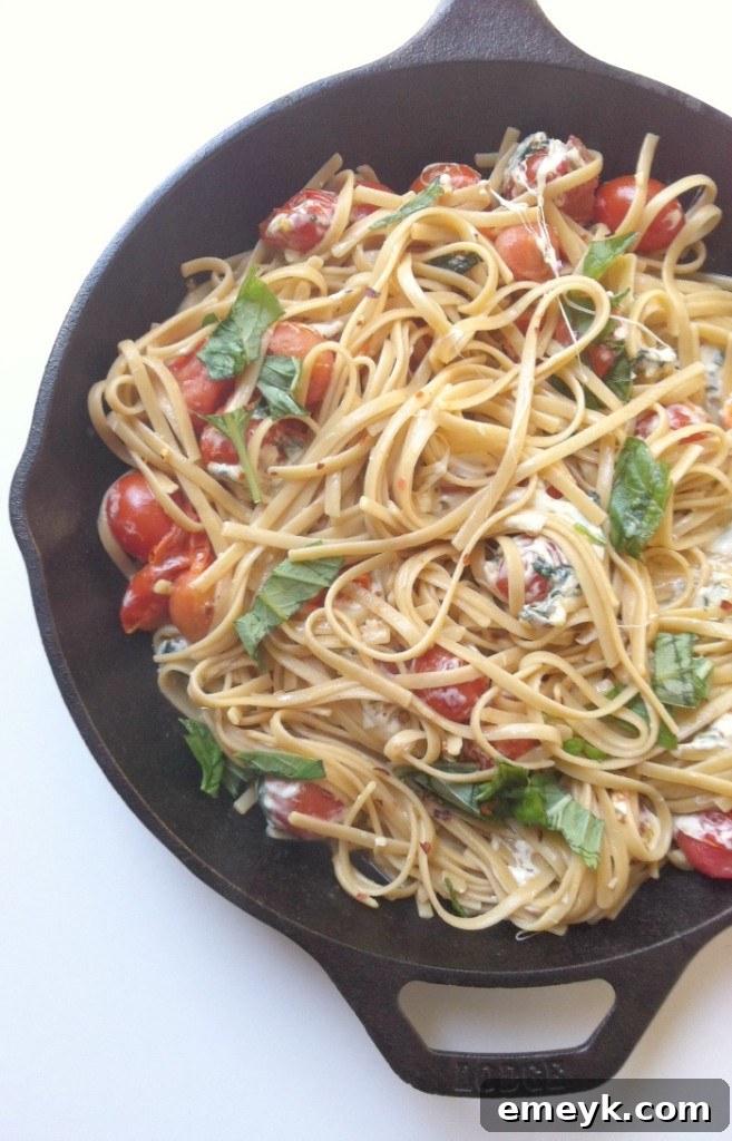 One Pan 30 Minute Caprese Pasta 3 Close-up of fresh Caprese Pasta Skillet ingredients