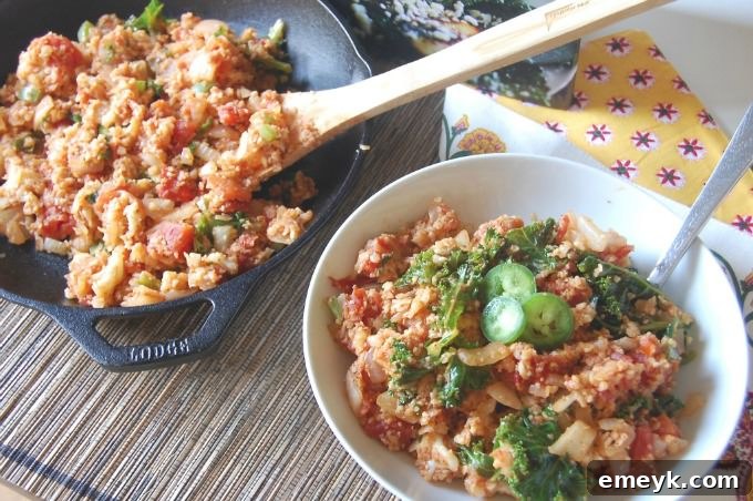 Vibrant Spanish Cauliflower Rice with fresh ingredients