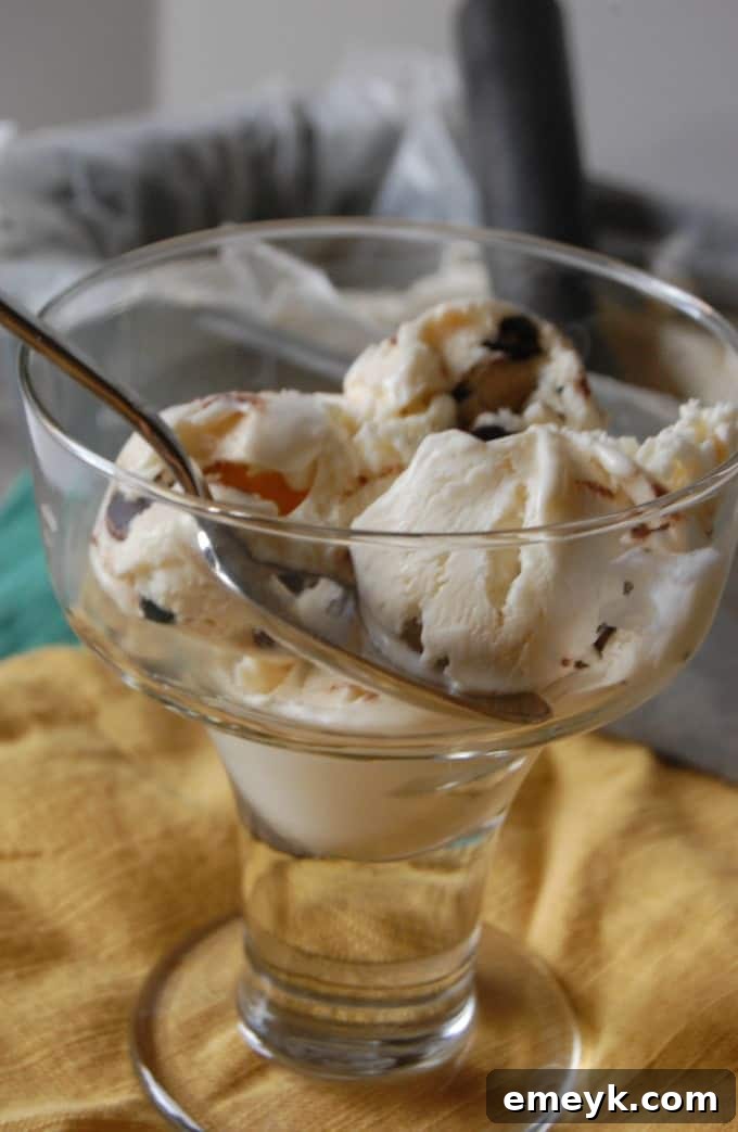 Whipped Peppermint Chip Bliss 5 Overhead shot of No-Churn Peppermint Ice Cream with serving suggestions