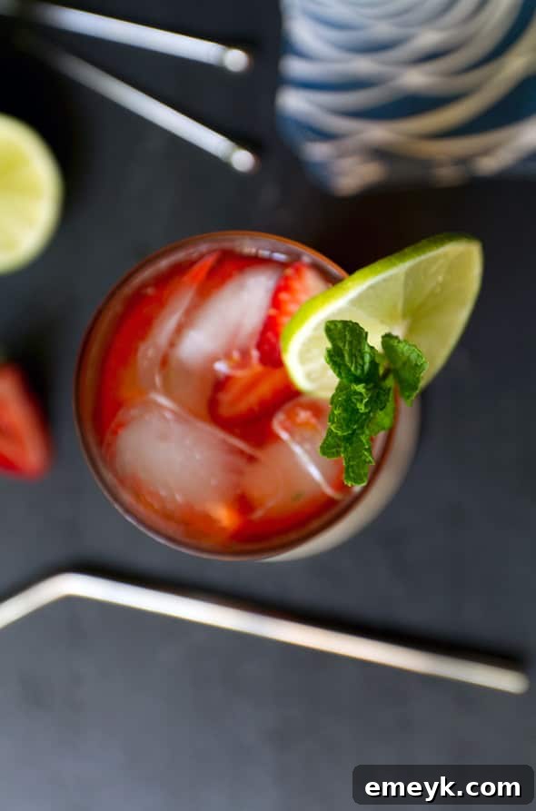 Strawberry Ginger Moscow Mule, a zesty and refreshing cocktail