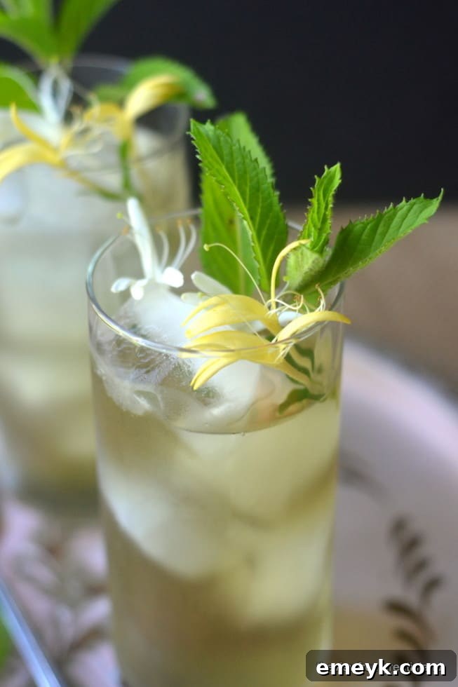 Honeysuckle Iced Tea, a refreshing non-alcoholic summer drink