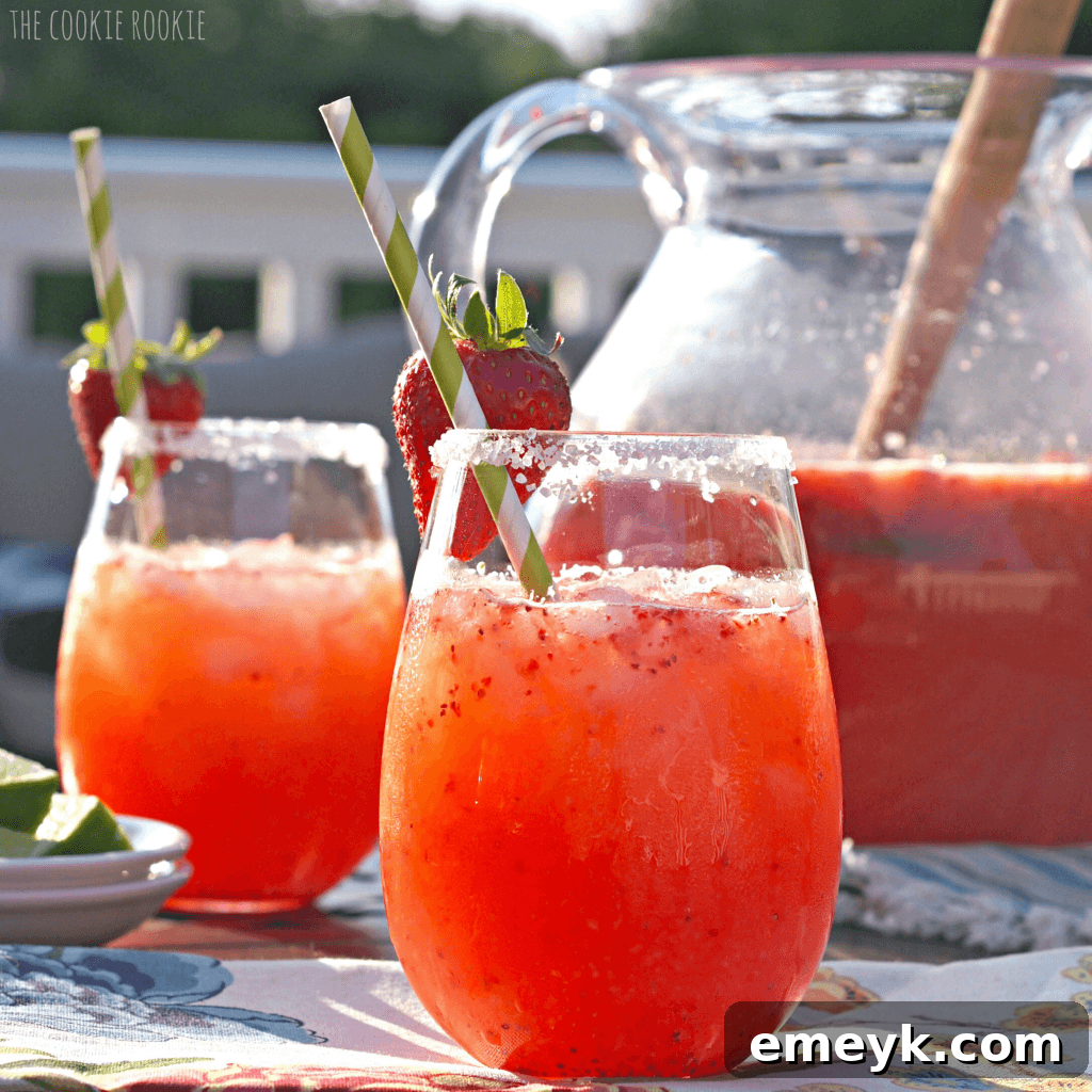 Strawberry Margarita Punch, a vibrant alcoholic summer drink