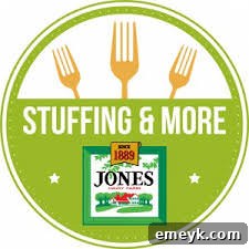 Rustic Tuscan Stuffing with Sausage Goat Cheese and Sun-dried Tomatoes 4 Jones Dairy Farm logo and promotion