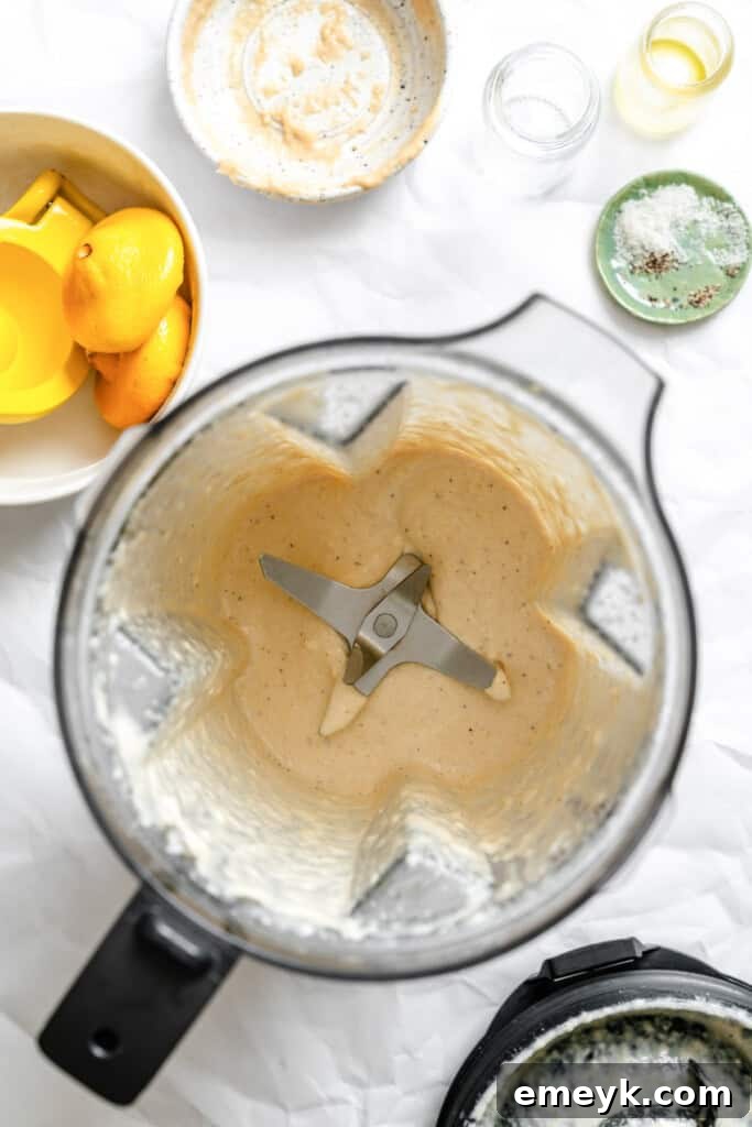 Edamame Chickpea Feta Salad dressing in blender