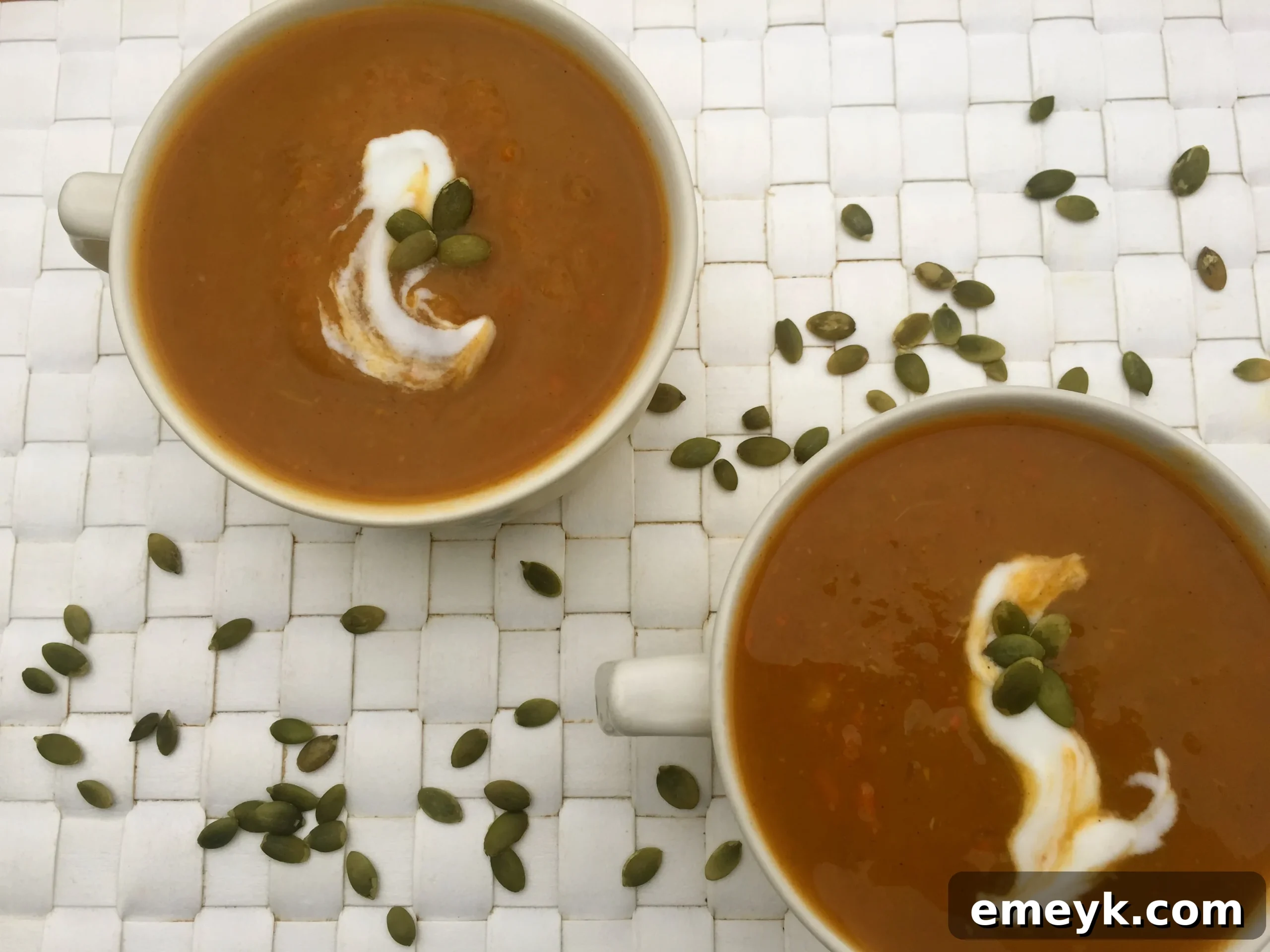 Ingredients for Slow Cooker Butternut Squash Sweet Potato Soup beautifully arranged.