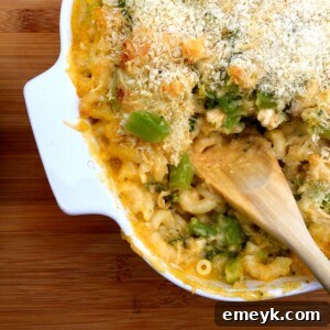 Chicken Broccoli Mac and Cheese ready to be served