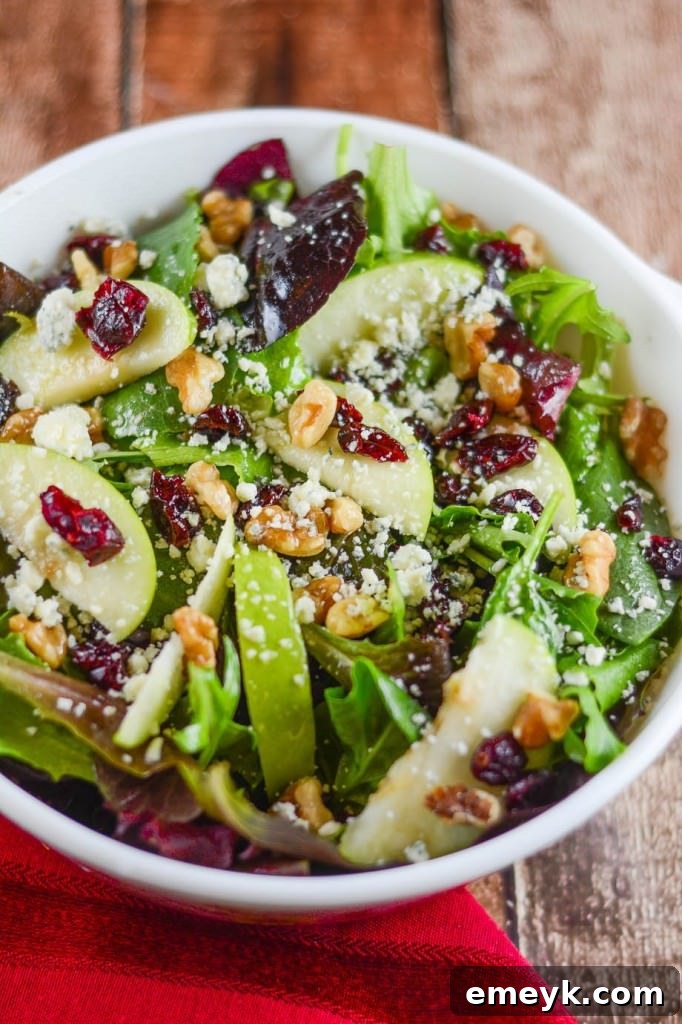 Embrace the Colors of Wellness 7 Apple Walnut Cranberry Salad with crisp greens, apple slices, walnuts, and dried cranberries