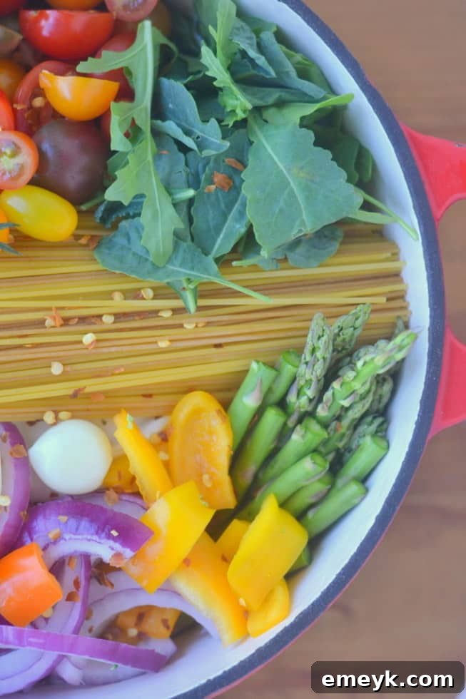 Embrace the Colors of Wellness 41 One Pot Farmer’s Market Pasta, an easy and colorful pasta dish