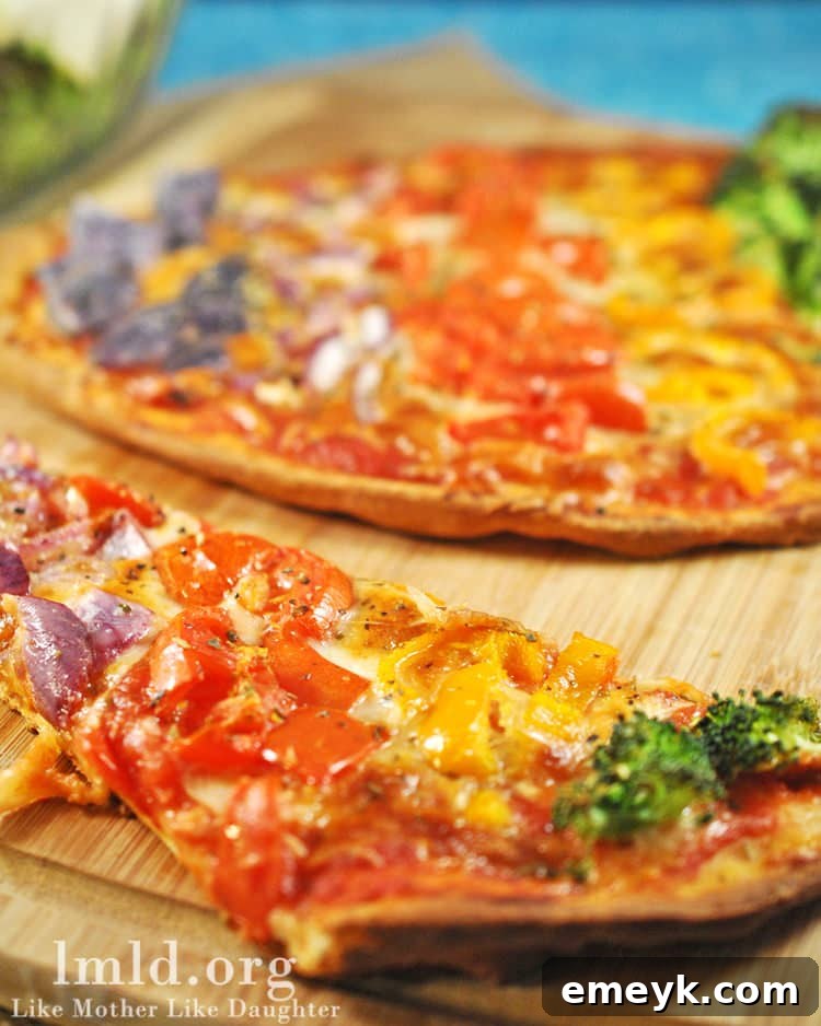Embrace the Colors of Wellness 42 Rainbow Vegetable Pizza, topped with a colorful array of vegetables