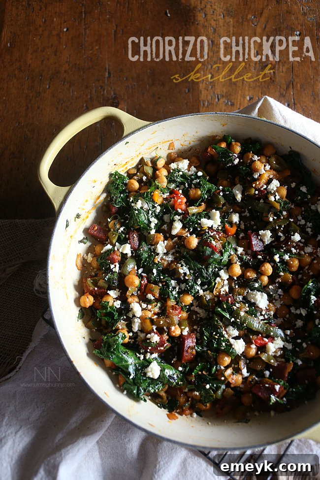 Embrace the Colors of Wellness 24 Chorizo Chickpea Skillet, a hearty one-pan meal with bold flavors