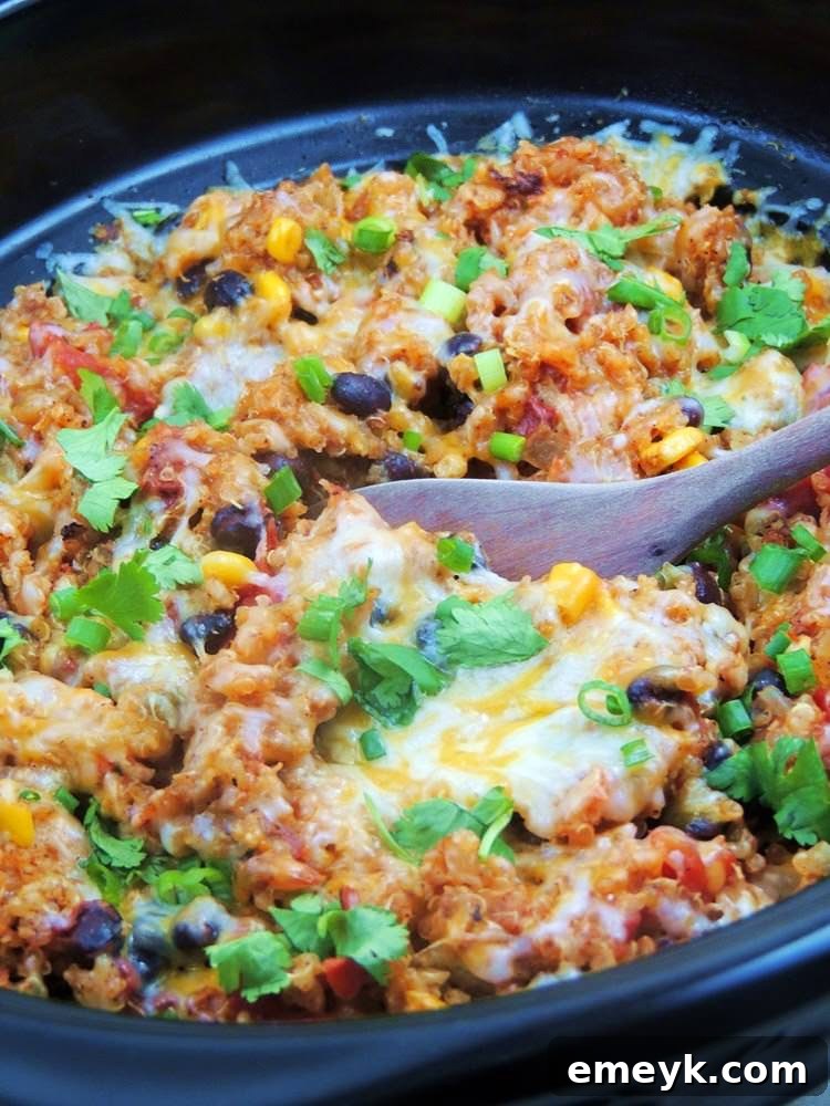 Embrace the Colors of Wellness 25 Slow Cooker Chicken Enchilada Quinoa, a comforting and easy-to-make dish