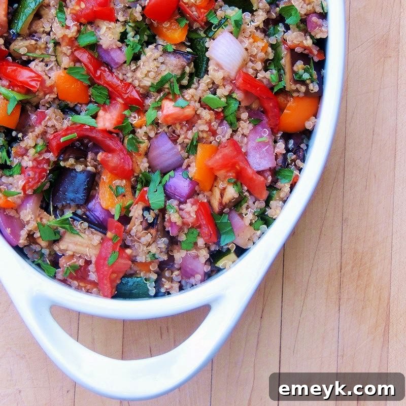 Embrace the Colors of Wellness 43 Grilled Ratatouille Quinoa, a Mediterranean-inspired dish with grilled vegetables and quinoa