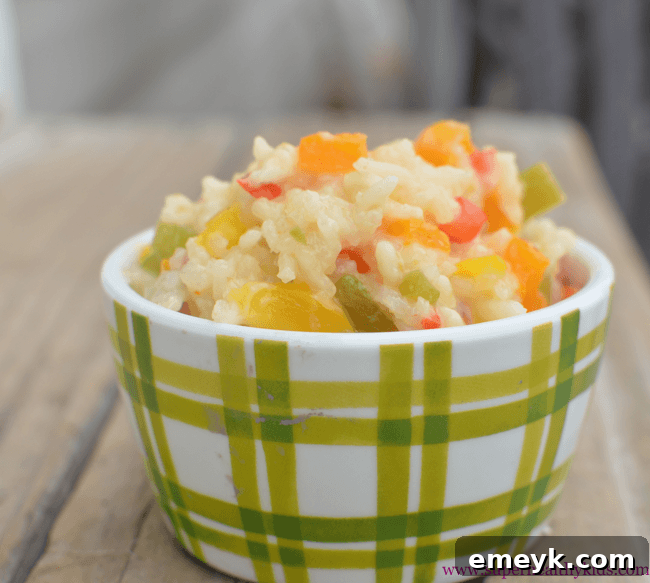 Embrace the Colors of Wellness 29 Slow Cooker Rainbow Risotto with Peppers, a creamy and colorful risotto dish