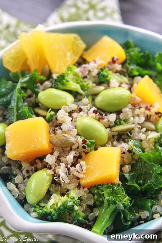 Embrace the Colors of Wellness 19 Quinoa Salad with Roasted Butternut Squash and Wasabi Citrus Dressing, an autumn-inspired colorful salad