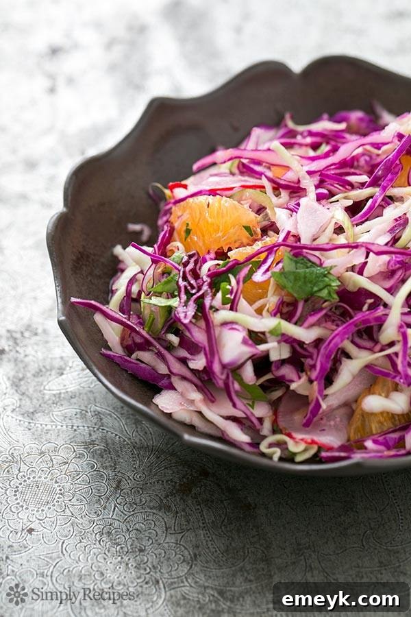 Embrace the Colors of Wellness 20 Citrus Cabbage Salad with Cumin and Coriander, a refreshing and crunchy salad