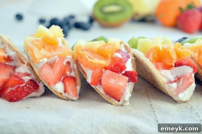 Embrace the Colors of Wellness 45 Mini Fruit Tacos, small tortillas filled with fresh fruit and cream