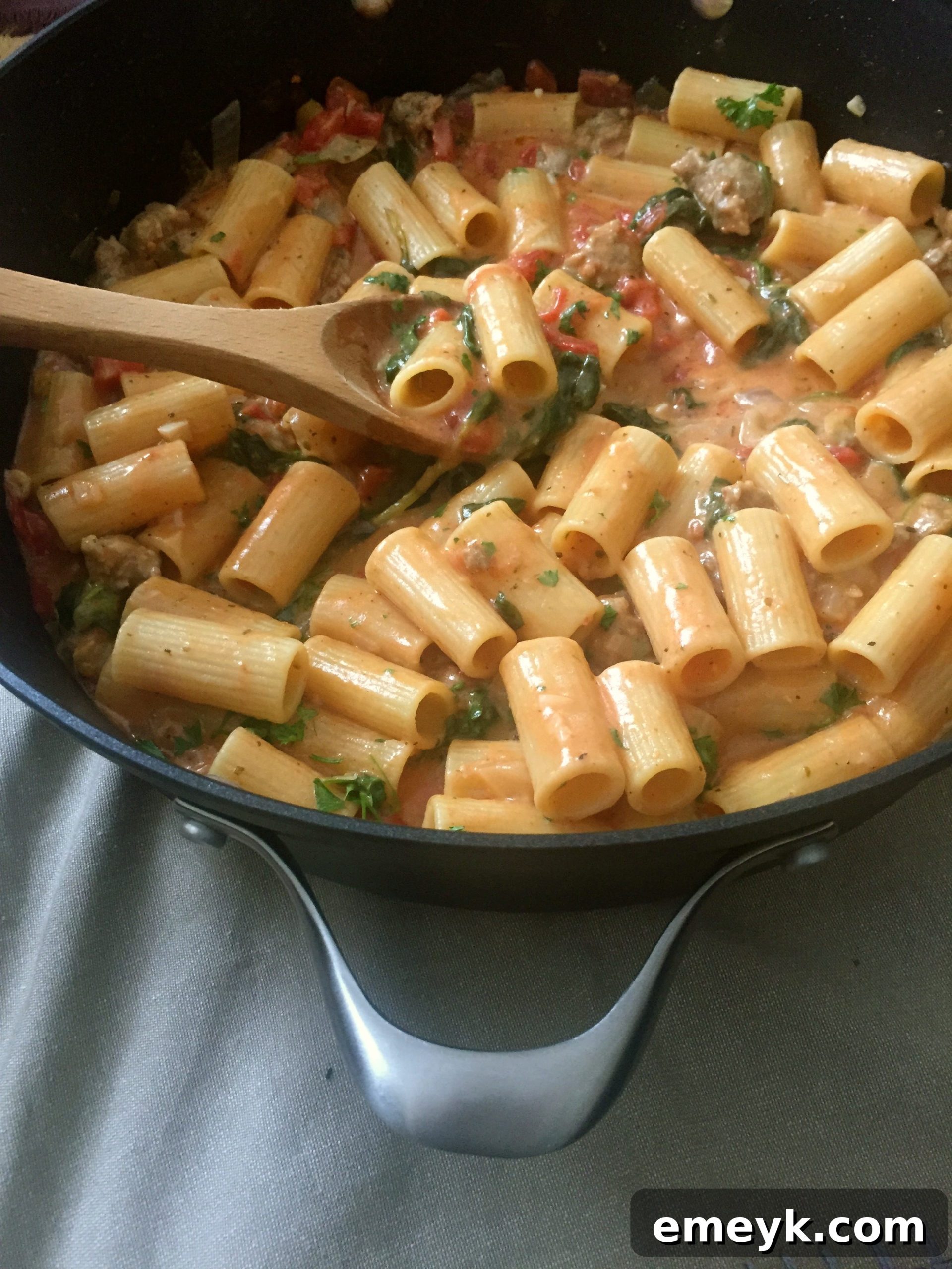 Close-up of One Pot Cheesy Sausage Pasta