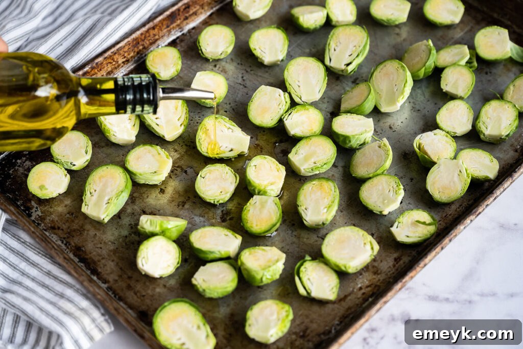 Delicious Lemon Garlic Roasted Brussels Sprouts on a plate with Parmesan