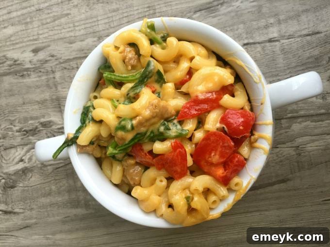 Sausage Roasted Red Pepper and Gouda Macaroni and Cheese