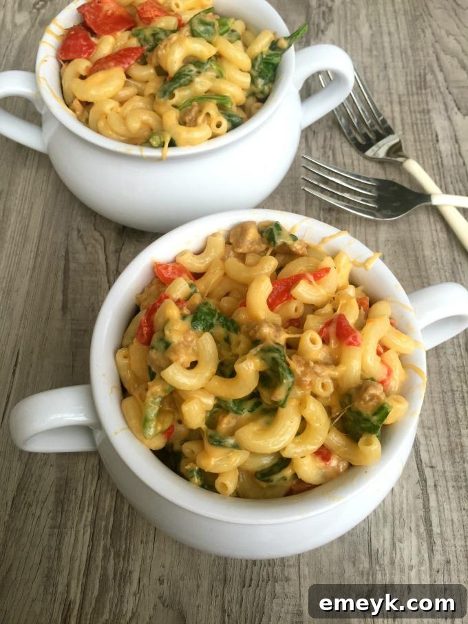 Sausage Roasted Red Pepper and Gouda Macaroni and Cheese