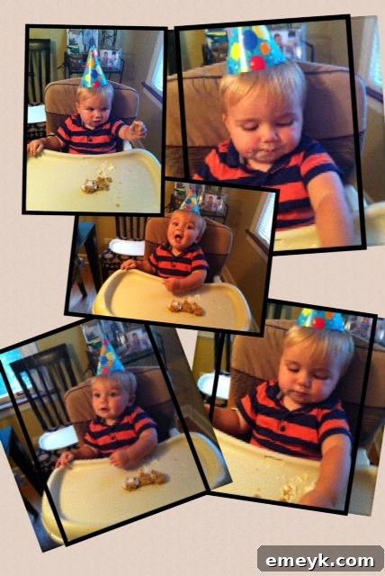 Will enjoying his first birthday cake
