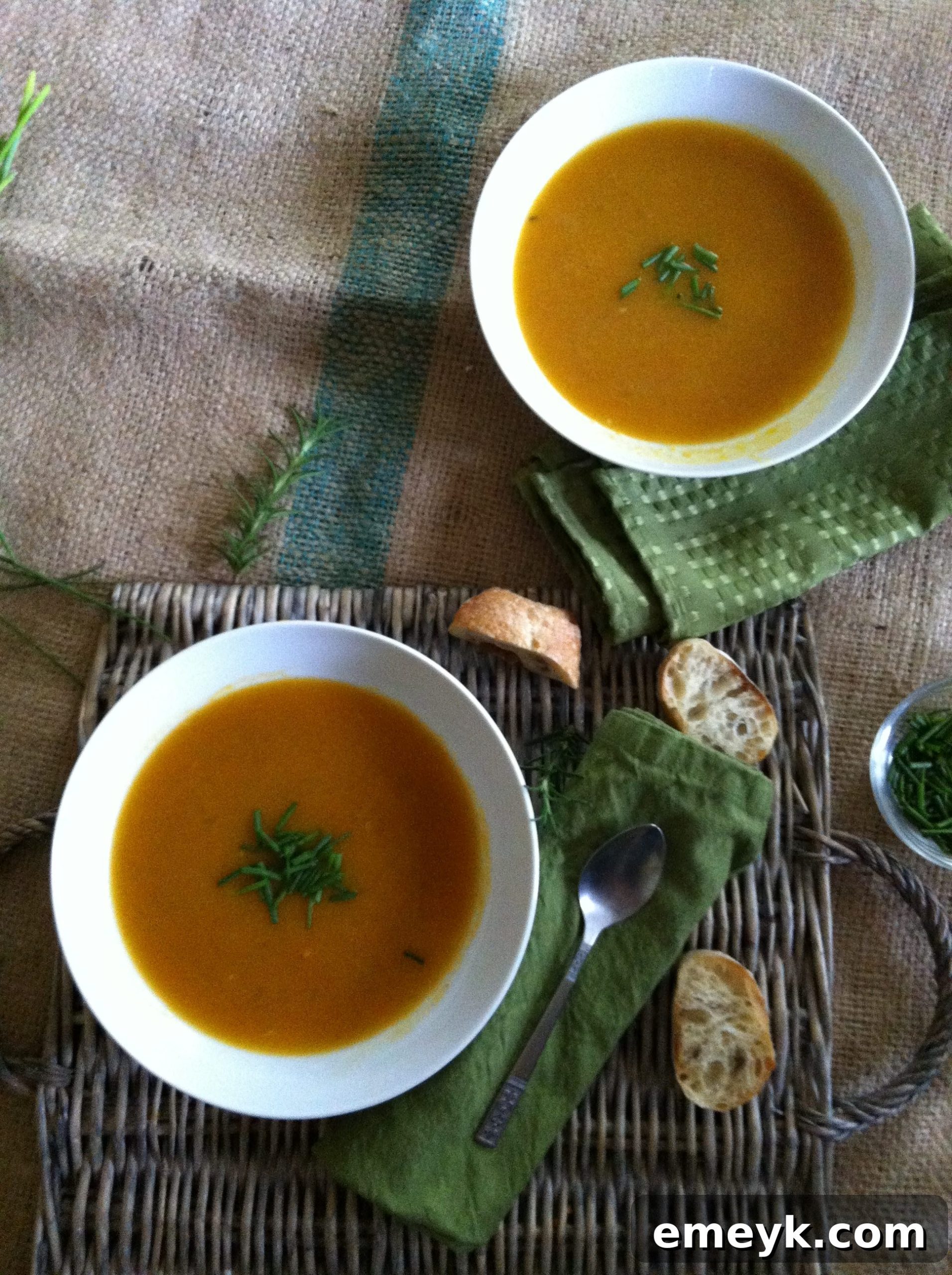 Creamy Butternut Squash Soup Close-up view of a bowl of velvety Roasted Butternut Squash Soup