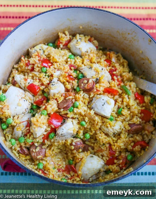 One-Pot Chicken and Chorizo Paella, a flavorful Spanish-inspired dish made easily in one pot.