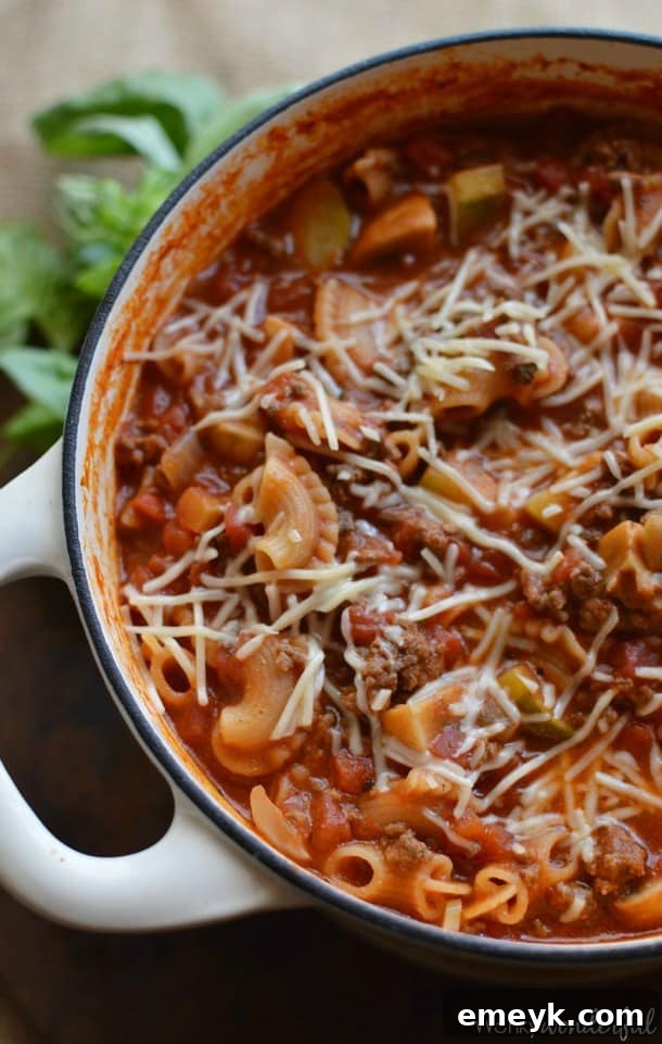 One Pot Lasagna Casserole, an easy weeknight dinner ready in 30 minutes or less.