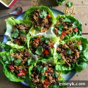 A vibrant image of Mexican Turkey Lettuce Wraps ready to be served.