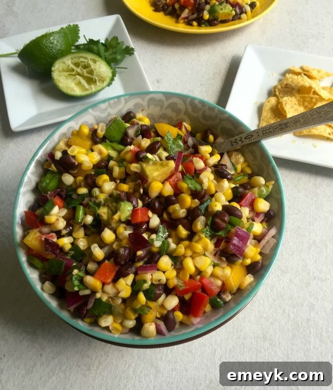 Sweet Corn Black Bean Salad with cilantro dressing, a healthy and delicious option.
