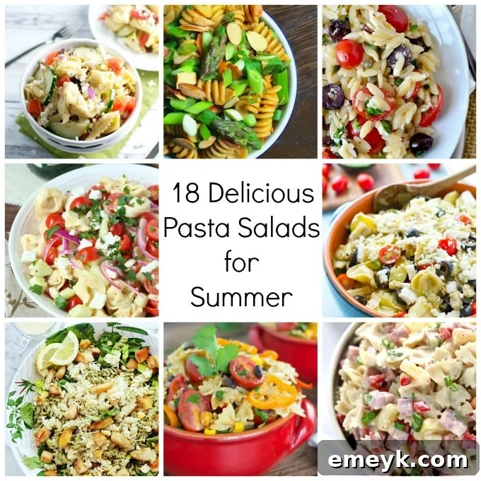 A vibrant platter showcasing a variety of delicious pasta salads, perfect for any summer party or outdoor event.