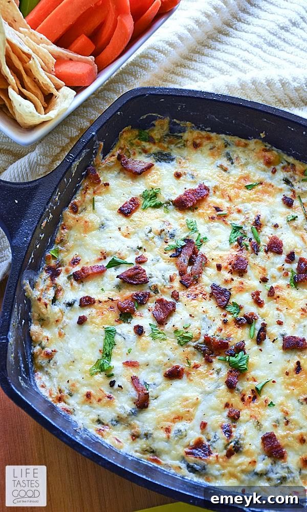 Irresistible Cheesy Kale and Bacon Dip, perfect for sharing.