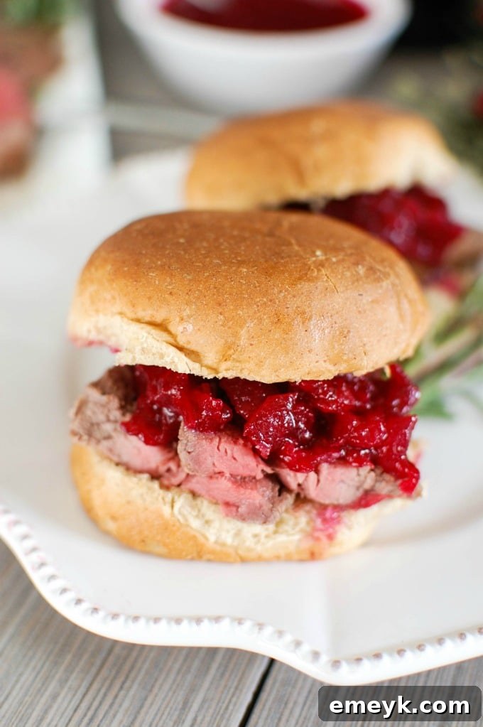 Gourmet Beef Tenderloin Sliders with Cranberry Orange Relish - perfect for holidays