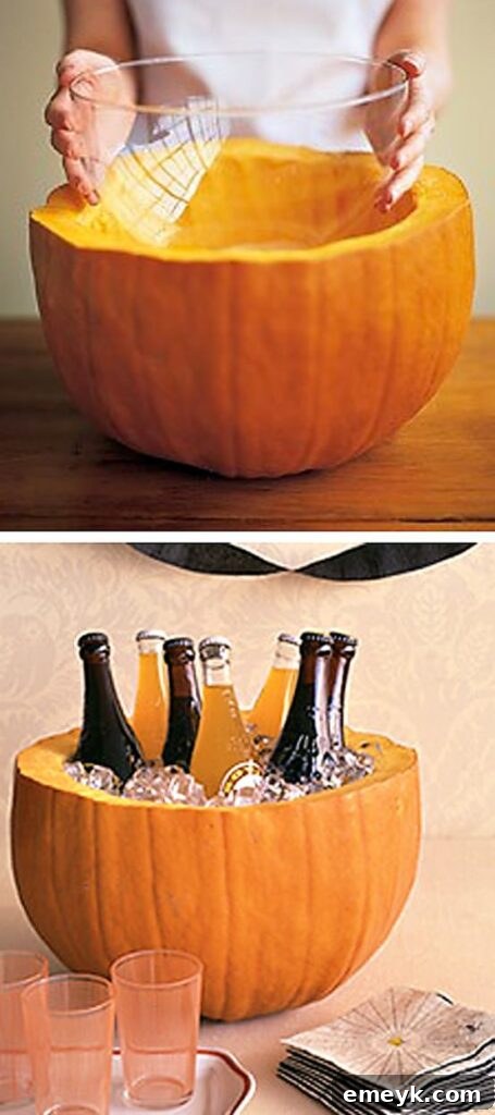 Creative pumpkin beer cooler for fall parties
